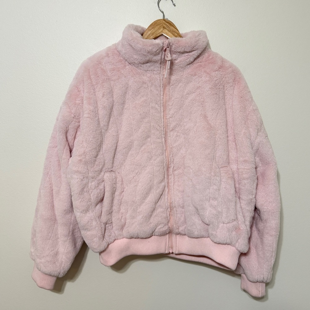 OFFLINE By Aerie Fur Full Zip Jacket Pink Size Medium Soft - Picture 3 of 8